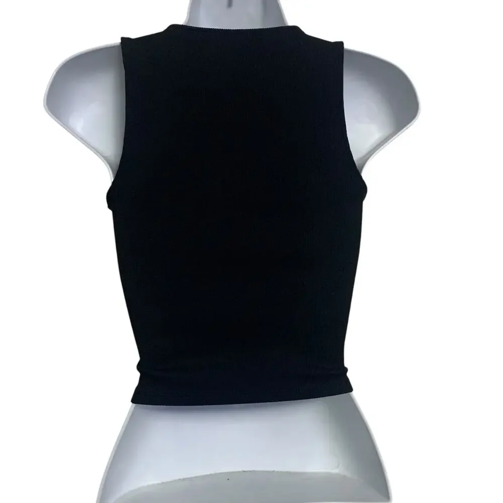 Abercrombie & Fitch Soft A&F Collection Ribbed Wrap Cropped Shirt Womens Size XS - Picture 3 of 6